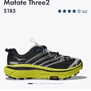 Hoka Mafate Three2 Black and Neon Yellow Shoes